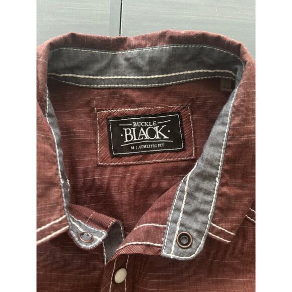 Pearl Snap Buckle Black Embroidered Western Button Down Skirt Size Med Burgundy - Picture 4 of 11